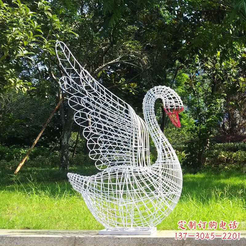 宁波展翅款网格天鹅雕塑(嘴部为实体)