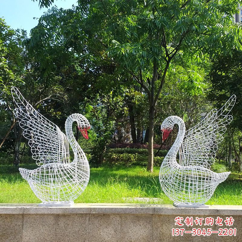宁波展翅天鹅网格雕塑-上色款