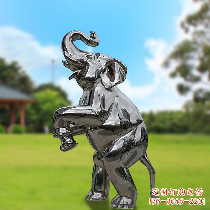 宁波站立的不锈钢小象雕塑