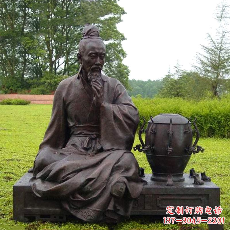 宁波张衡与地动仪铜雕景观-公园园林历史名人情景雕塑