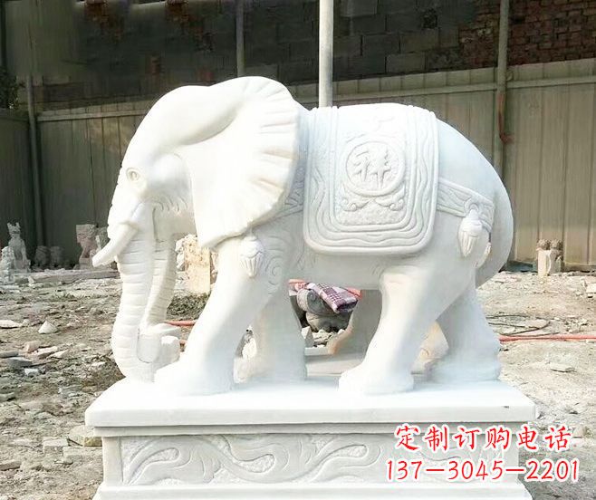 宁波招财动物汉白玉大象石雕 (3)