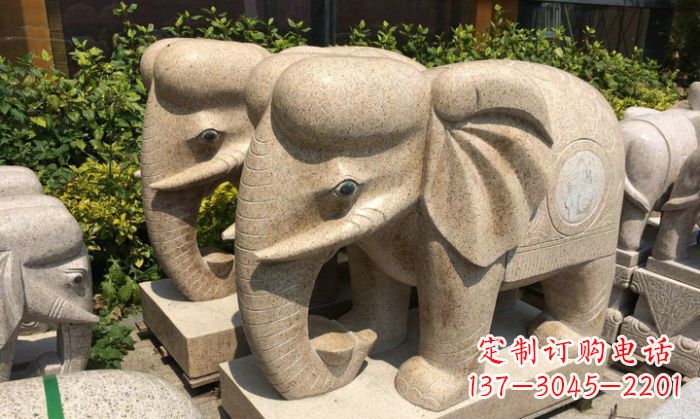 宁波招财进宝砂岩大象石雕