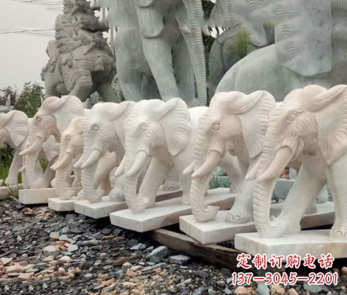 宁波招财晚霞红大象石雕 (3)