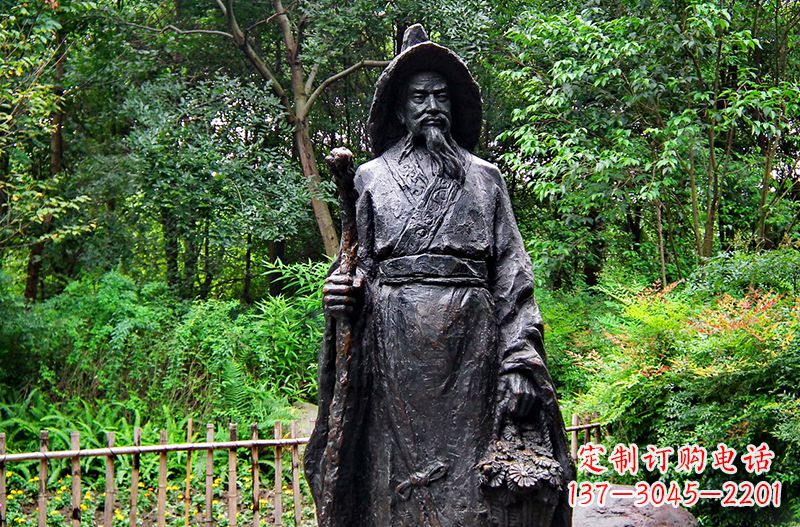 宁波中国古代著名文学家东晋田园诗人陶渊明铜雕塑像
