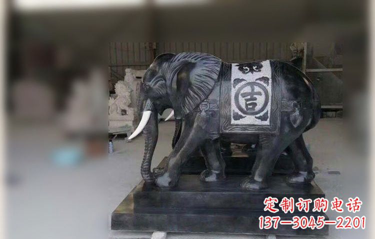 宁波中国黑石材大象雕塑