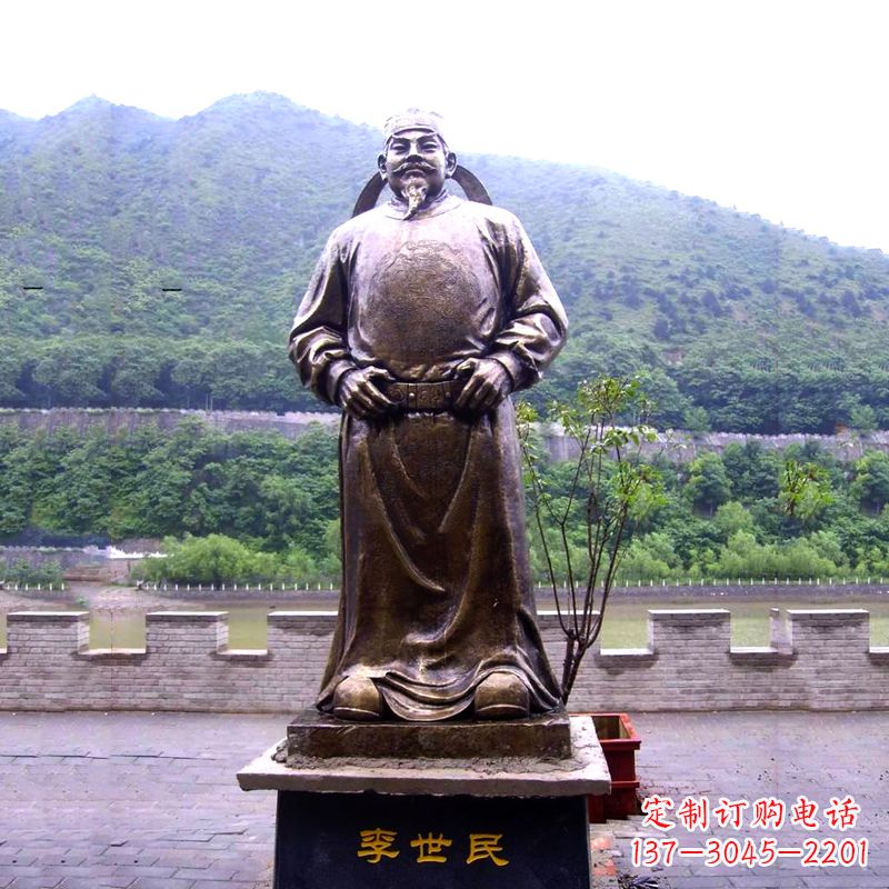 宁波中国历史名人唐初著名帝王李世民铸铜雕像