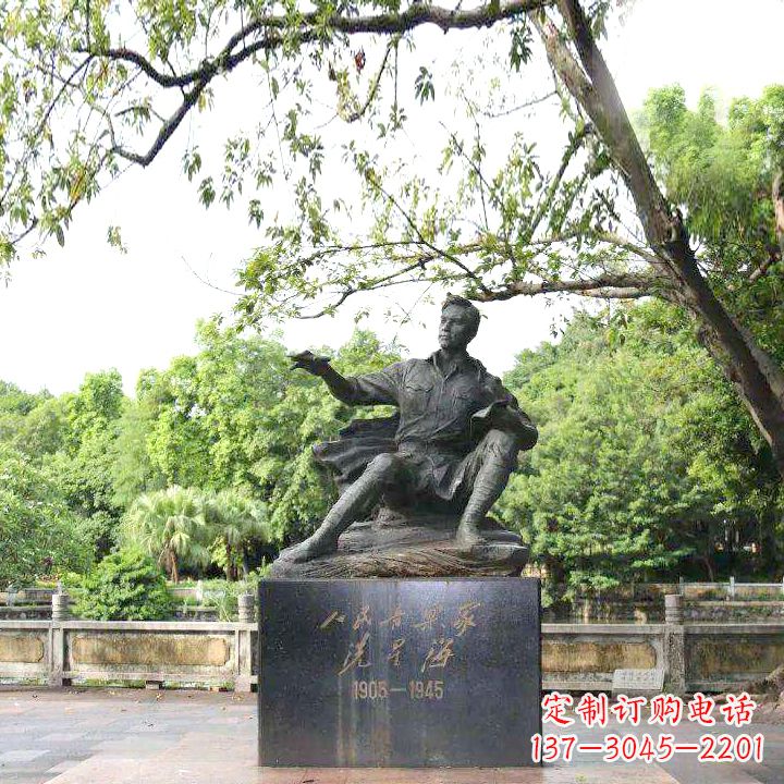 宁波中国名人近代著名钢琴家冼星海公园铜雕塑像