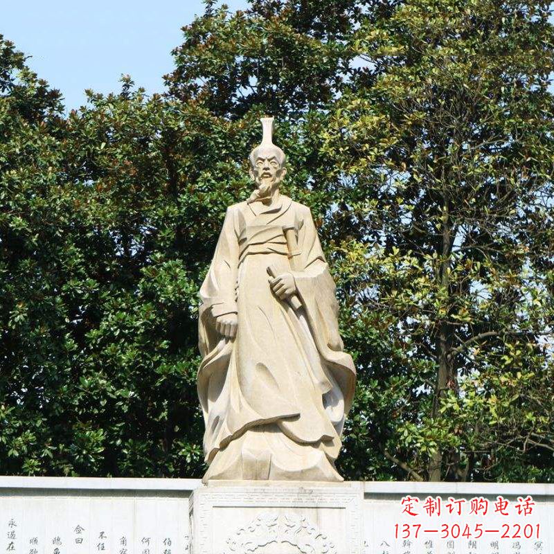 宁波中国名人战国时期楚国诗人屈原砂岩石雕像