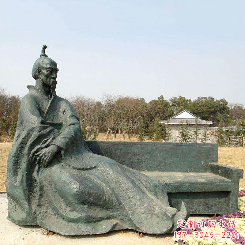 宁波中国明末清初知名画家八大山人(朱耷)雕塑塑像-公园历史名人铜雕像