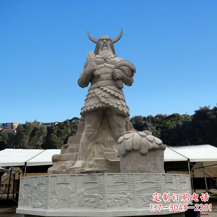 宁波中国上古人物人文初祖汉白玉神农雕像