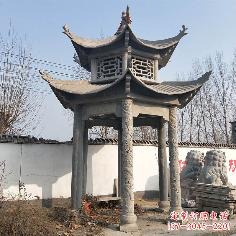 宁波中式双层石雕凉亭