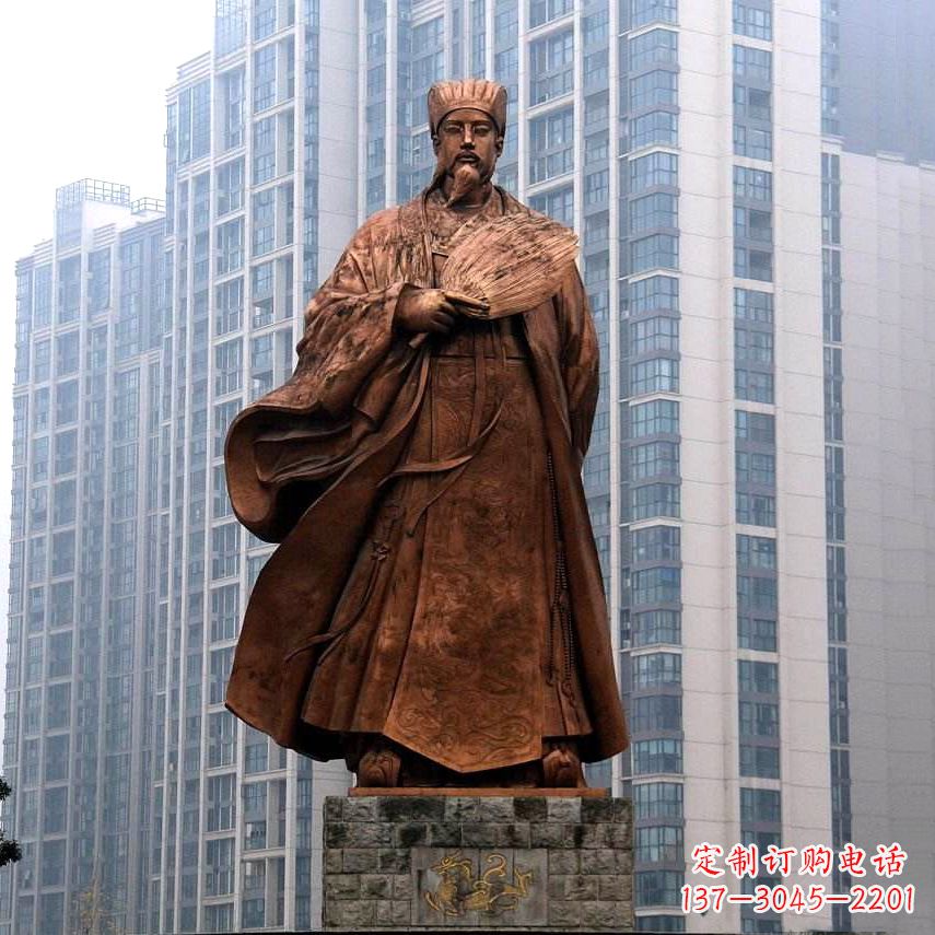宁波诸葛亮城市景观铜雕像-中国古代著名人物三国谋士卧龙先生雕塑