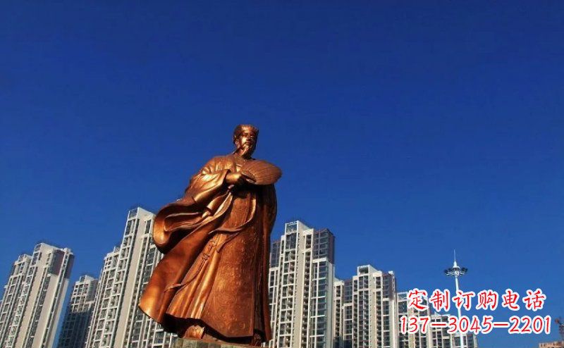 宁波诸葛亮古代名人铜雕 (2)