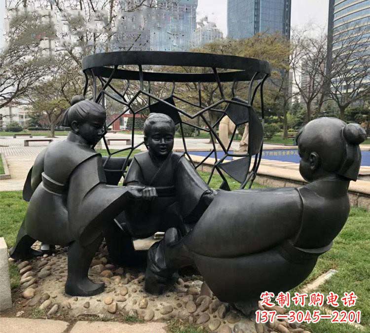 宁波铸铜公园司马光砸缸儿童雕塑