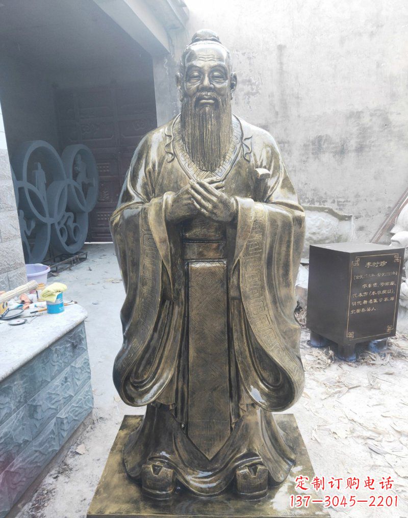 宁波铸铜古代名人孔子雕塑