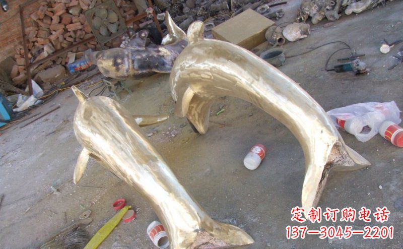 宁波铸铜海豚公园动物铜雕