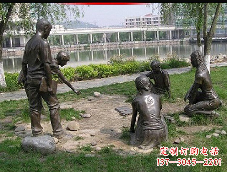 宁波铸铜老师和学生雕塑