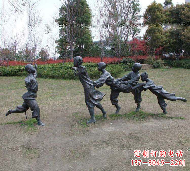 宁波铸铜老鹰捉小鸡儿童雕塑