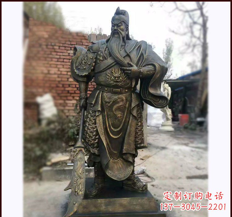 宁波铸铜立式关公雕塑