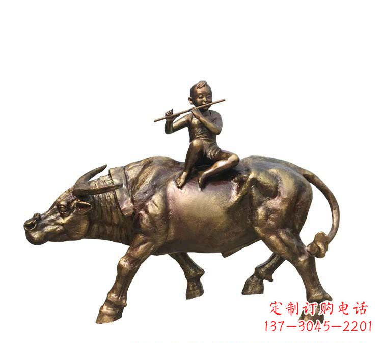 宁波铸铜牧童牛雕塑