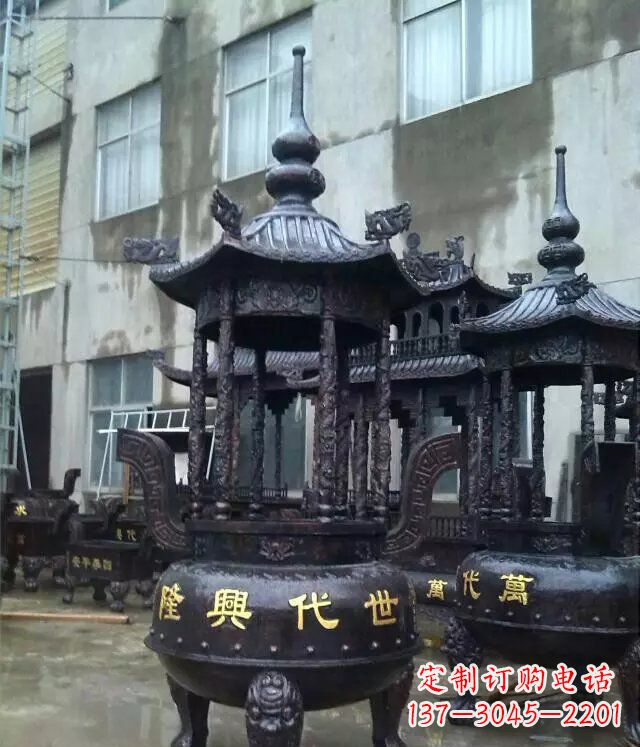 宁波铸铜寺庙香炉铜雕 (3)