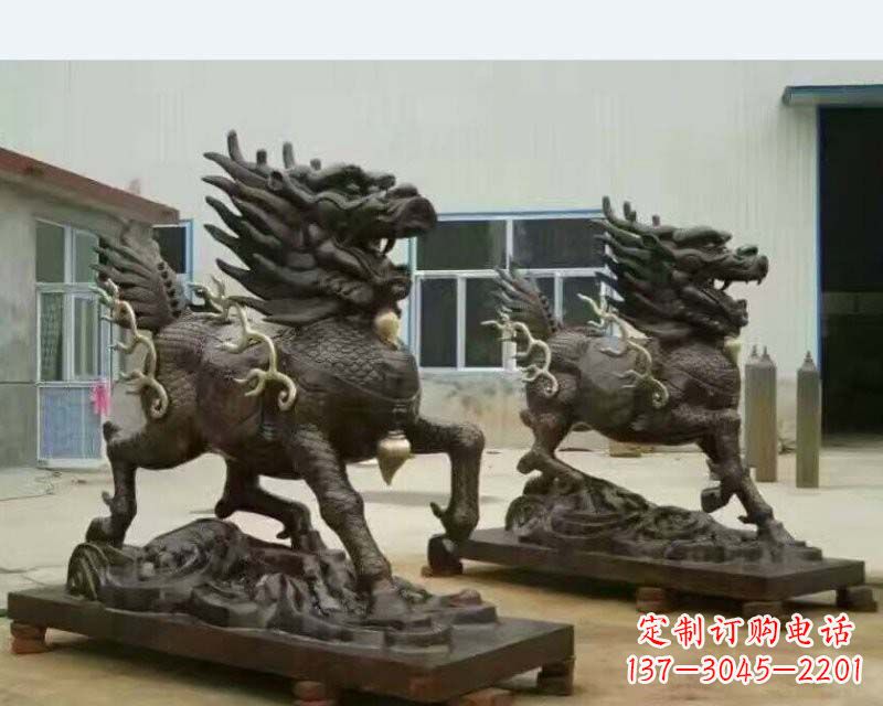宁波铸铜踏浪麒麟雕塑