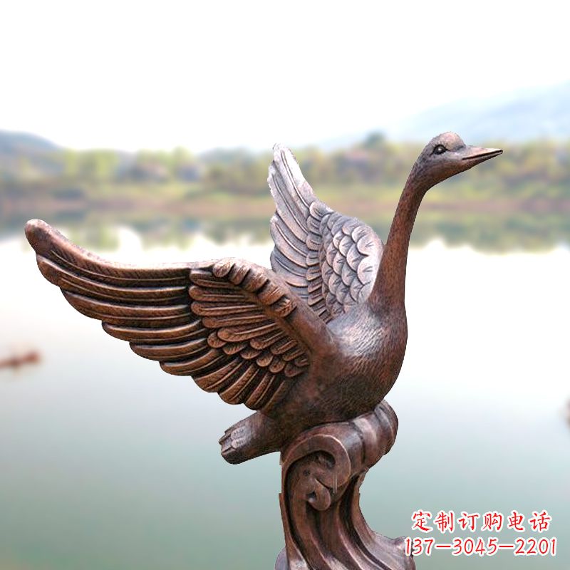 宁波铸铜天鹅景观摆件