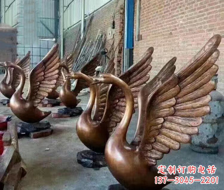 宁波铸铜天鹅喷水动物喷泉雕塑