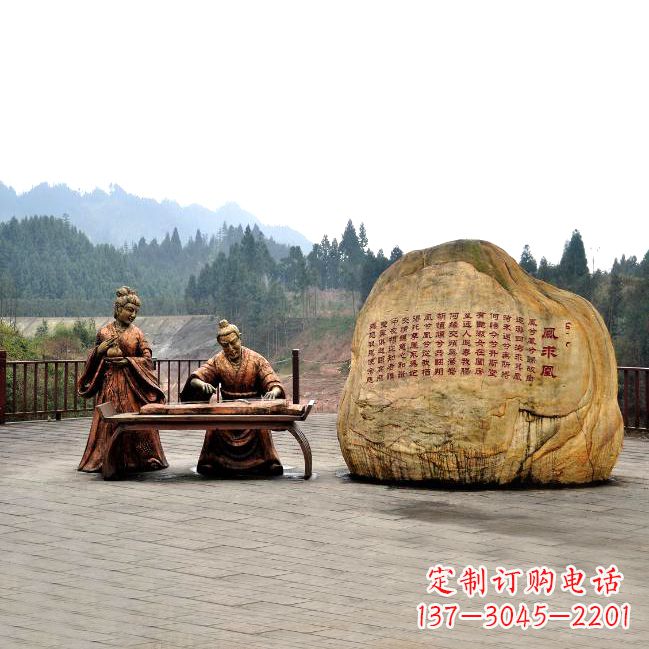 宁波卓文君与司马相如凤求凰公园景观雕塑-历史典故人物情景雕塑