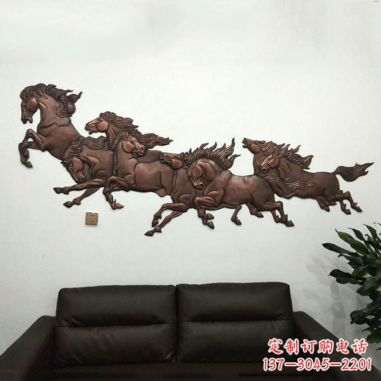 宁波紫铜马儿浮雕装饰画