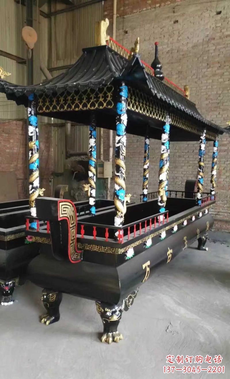 宁波宗教庙宇方形香炉铜雕