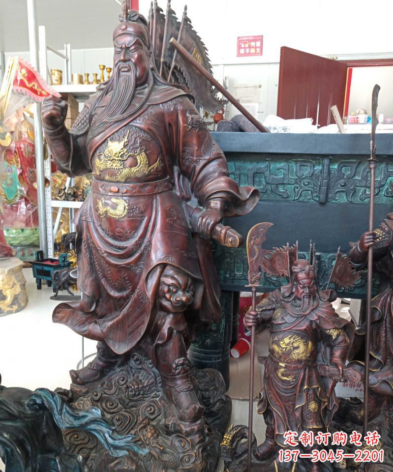 宁波宗教庙宇关公武财神铜雕