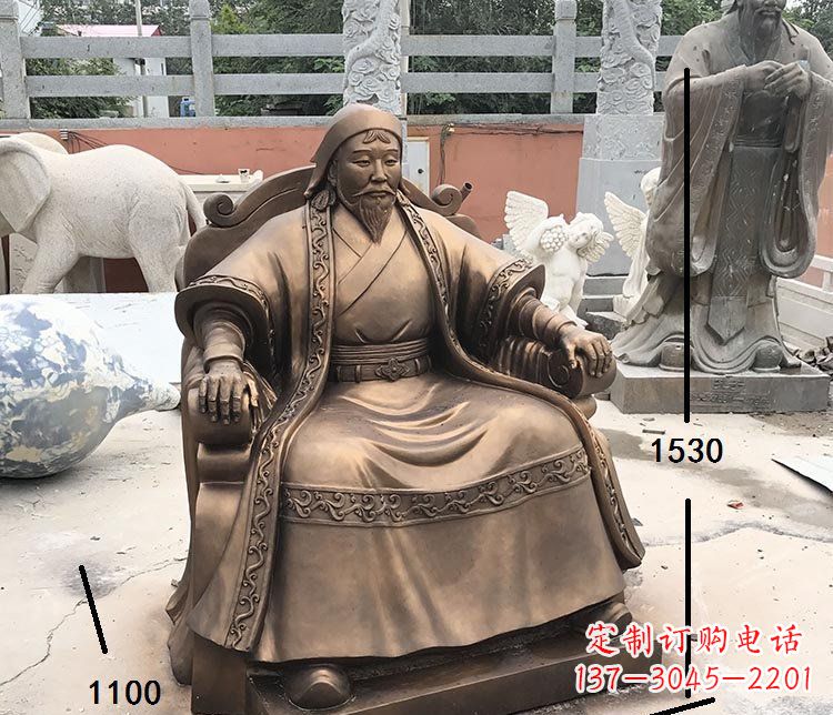 宁波坐式成吉思汗铜雕 (2)