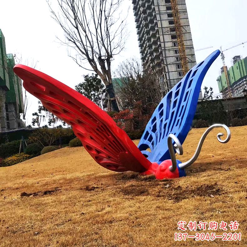宁波蝴蝶雕塑-不锈钢彩绘门口蝴蝶雕塑